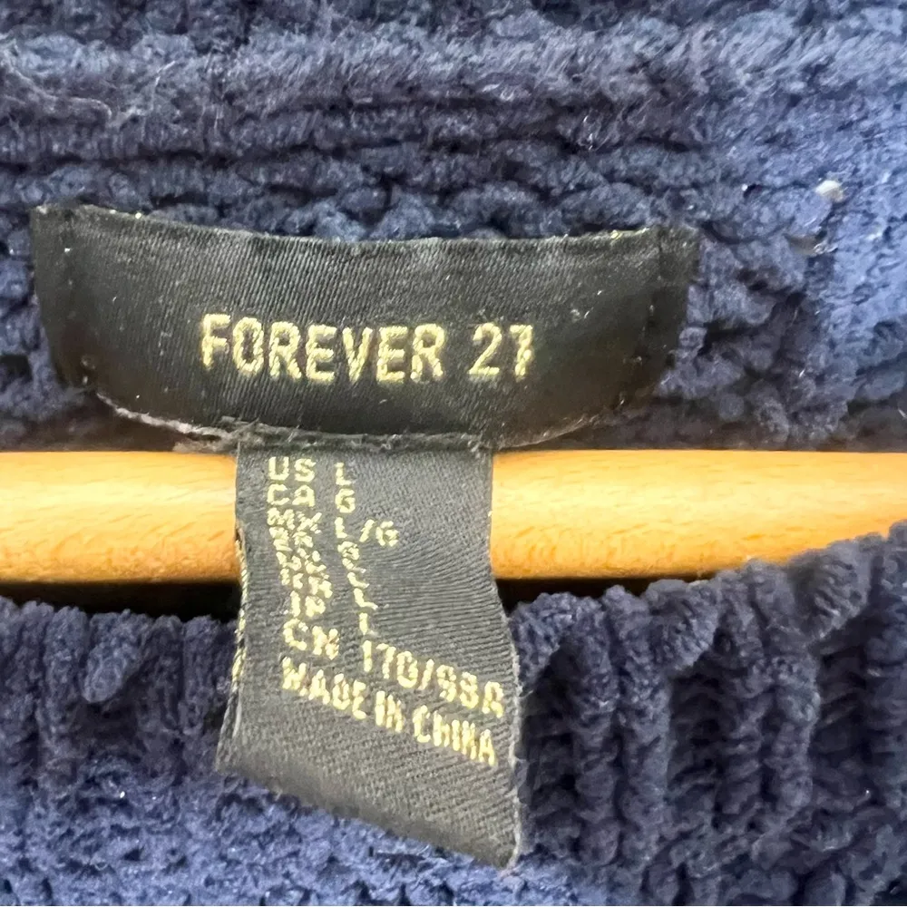 Forever 21 Navy Blue Chunky Open Knit Drop Shoulder Sweater Size Large - Image 8