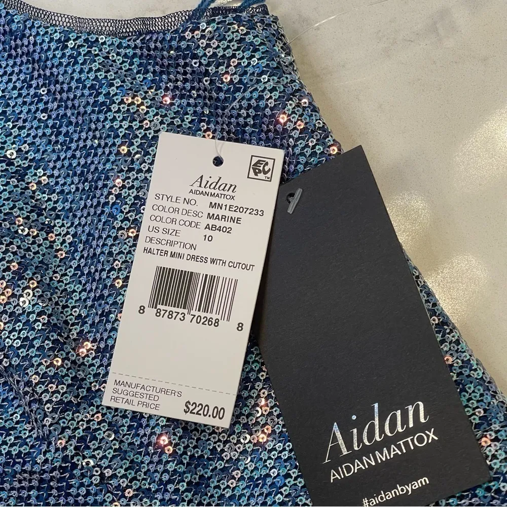 AIDAN Mattox Sequin Halter Mini Dress with Cutout Sz 10 - Image 16