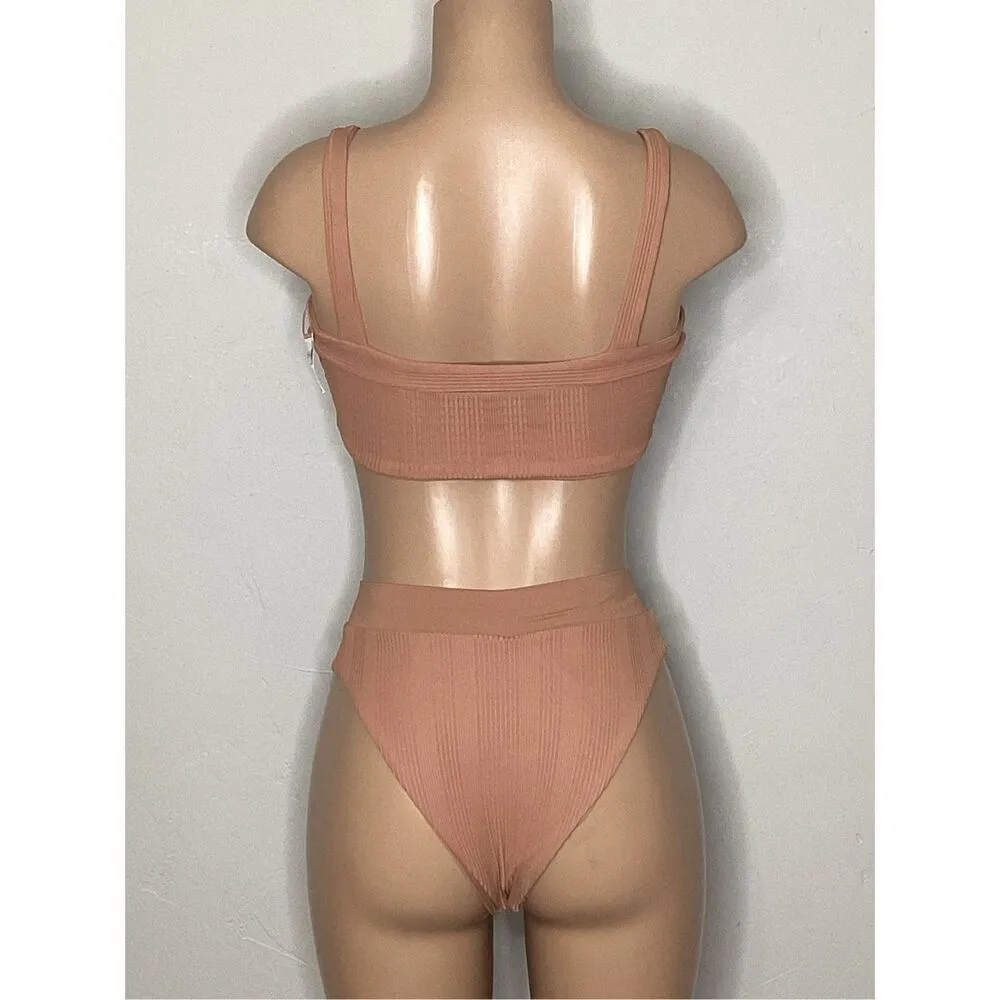 New. L*SPACE tan ribbed bikini. DD-top/M-bottom. Retails $198 - Image 4