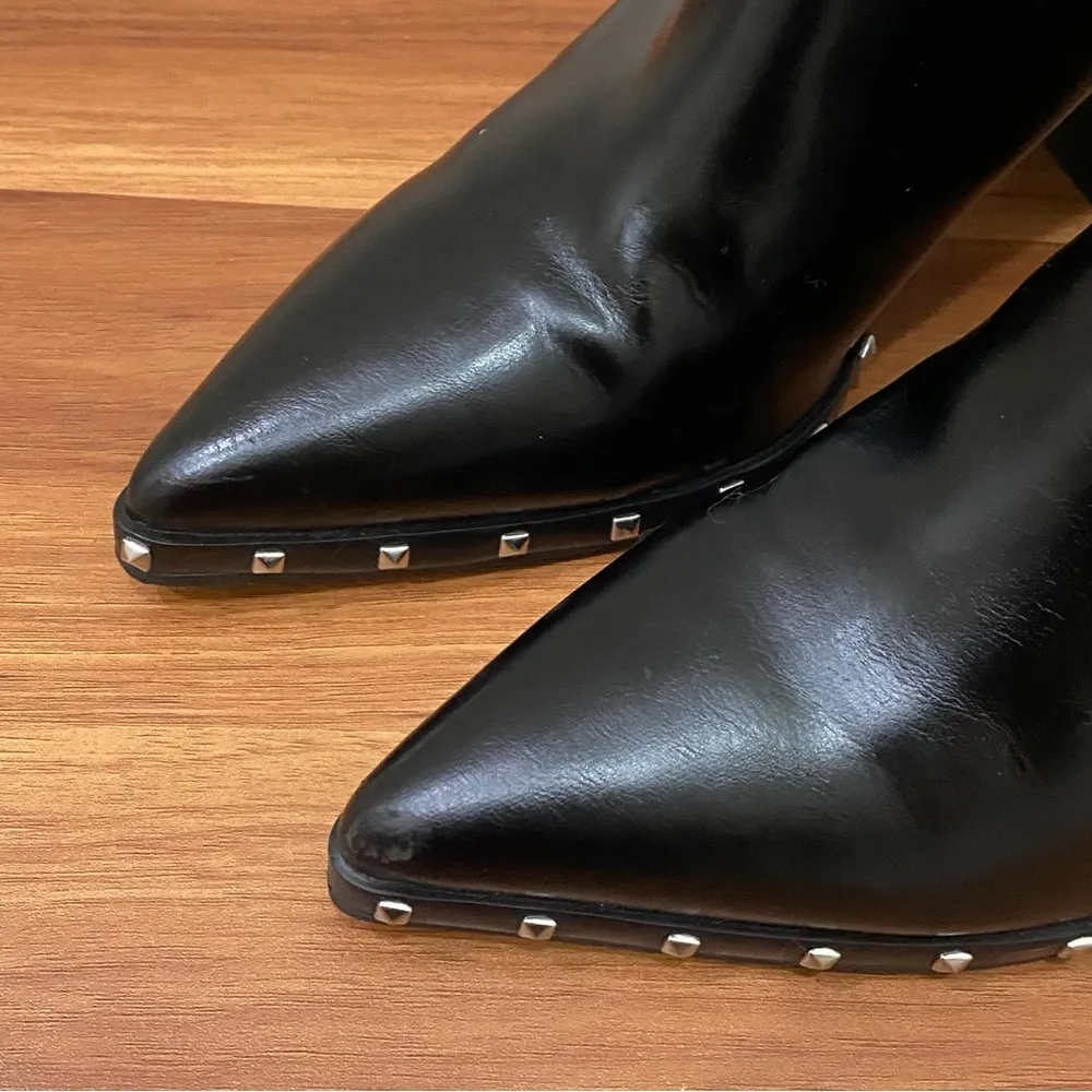 CHARLES by Charles David Dodger Black Pointy Studded Chunky Chelsea Booties 6.5 - Image 3