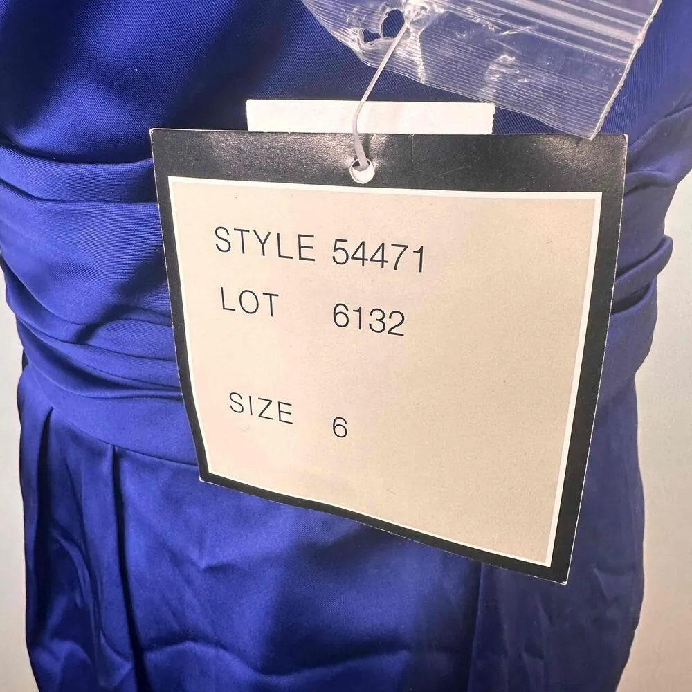 Dusk Collection By Sheila Yen Cobalt Blue Strapless Pleated Dress Size 6 Purple - Image 4