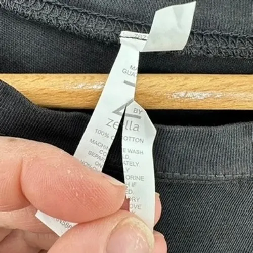 Z by Zella‎ Black Cotton Blend Short Sleeve T Shirt Top Women's XL Rouched Side - Image 3