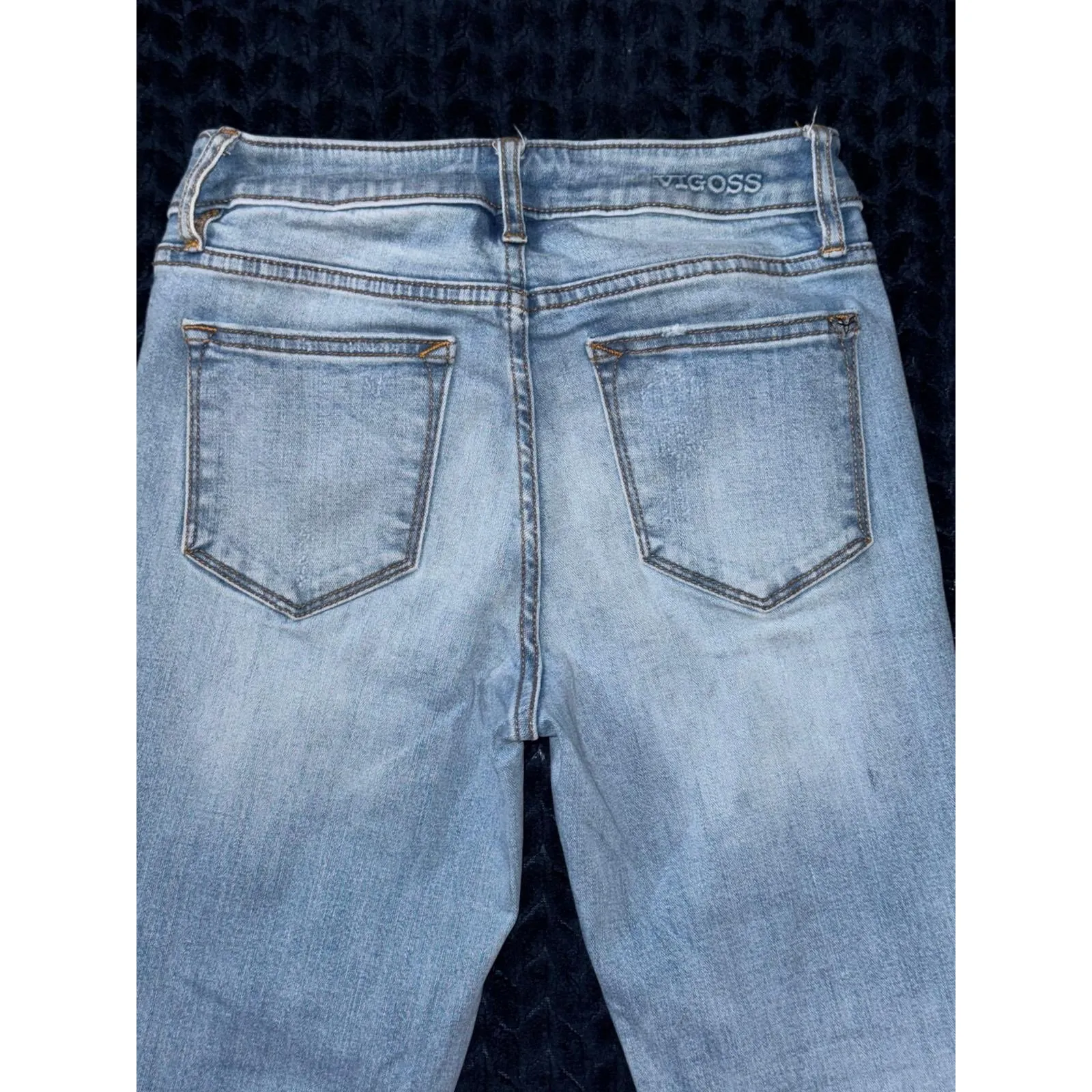 Vigoss‎ Marley Skinny Jeans Distressed Raw Hem Light Wash Denim Size 24 - Image 6