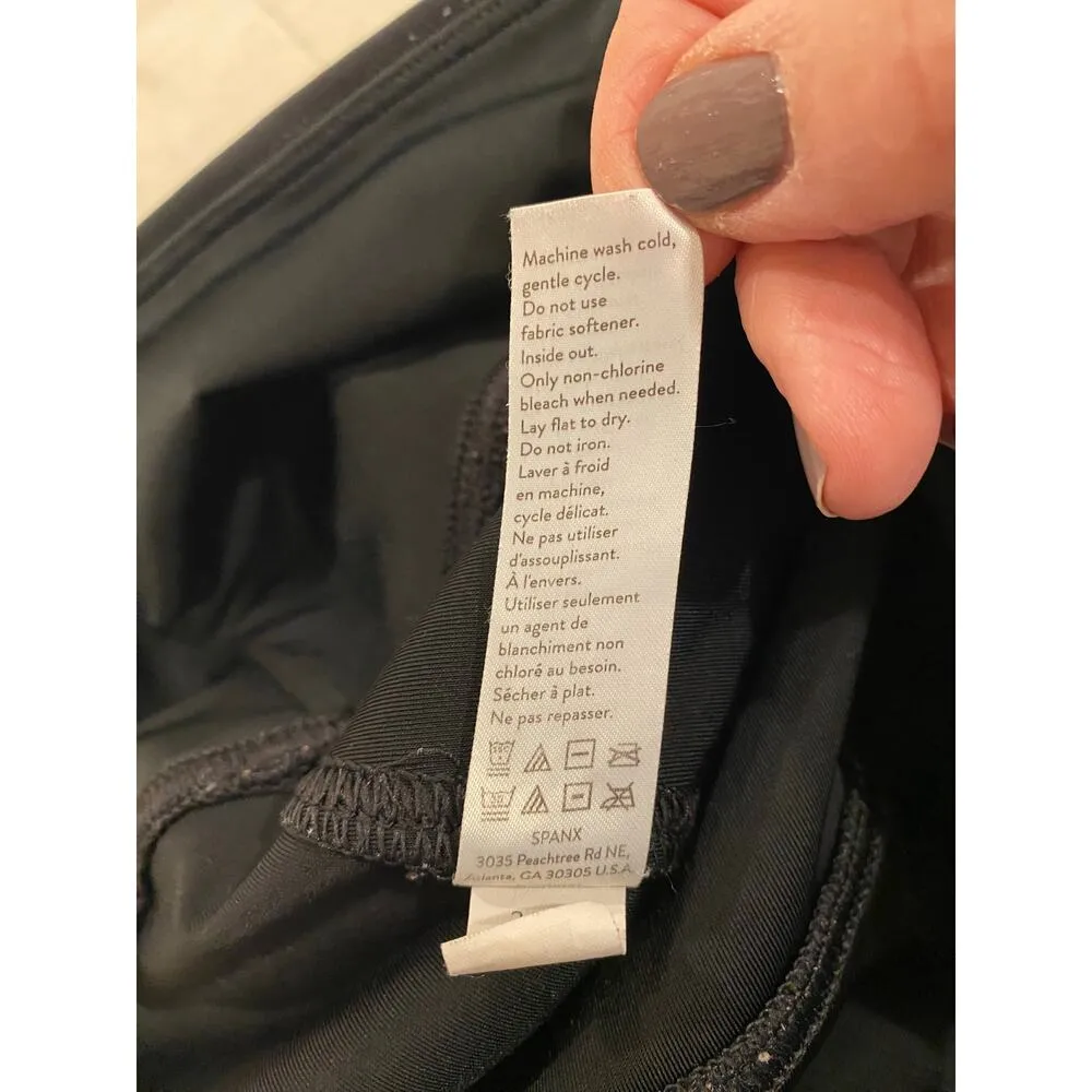 Spanx Black Shimmer Metallic Faux Leather Leggings Size XL - Image 10