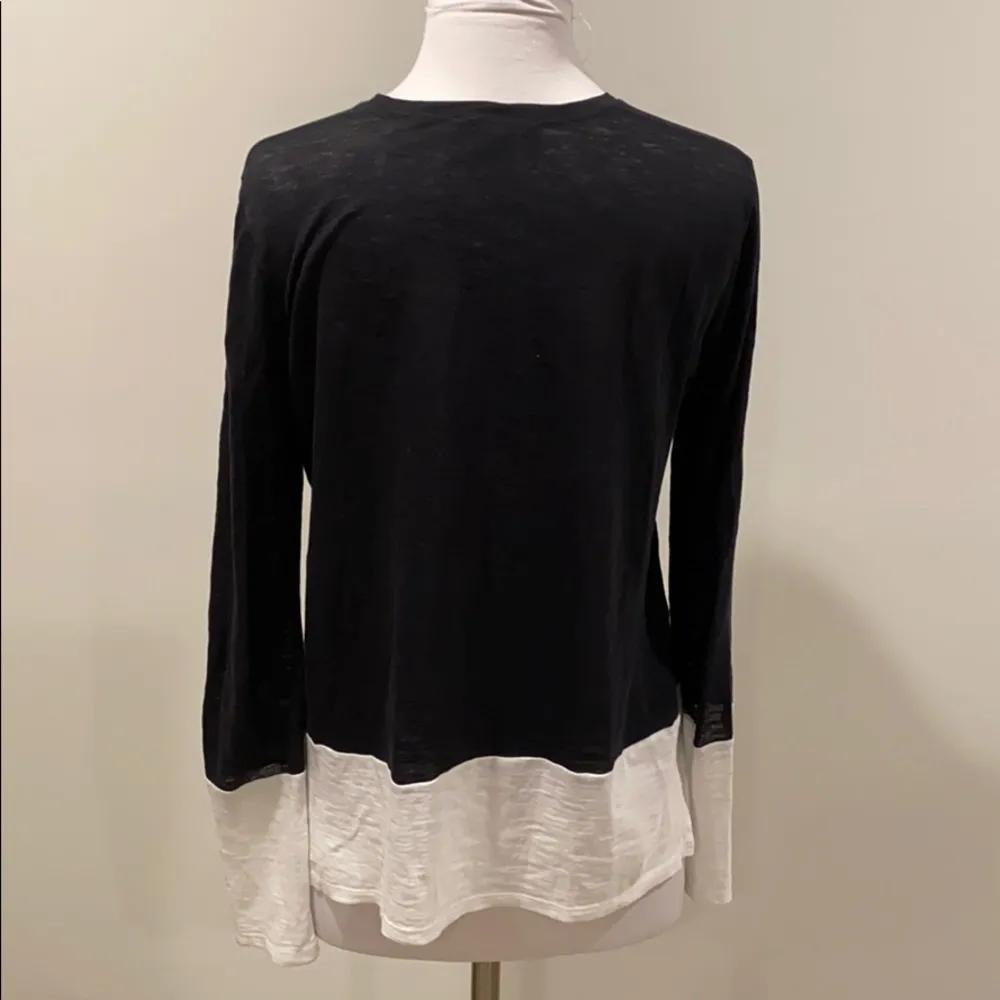 Vince Navy White Colorblock Long Sleeve Tee - Image 2