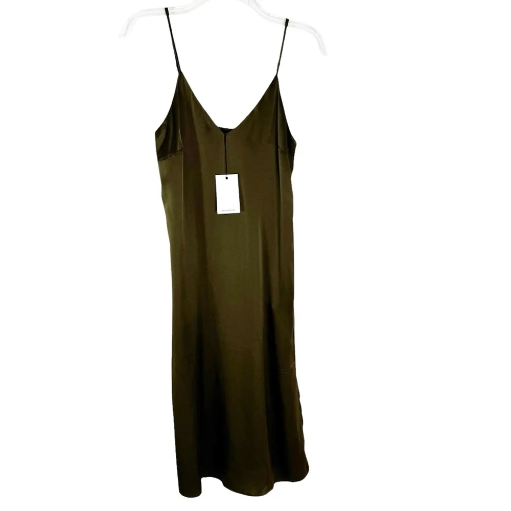 NWT Anine Bing Silk Gemma Slip Dress Olive Green Size XS - Image 6