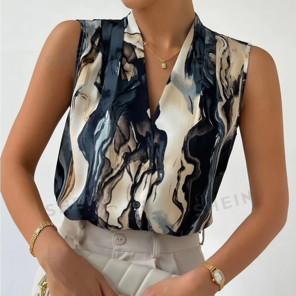 Button down vest top Black - Image 2