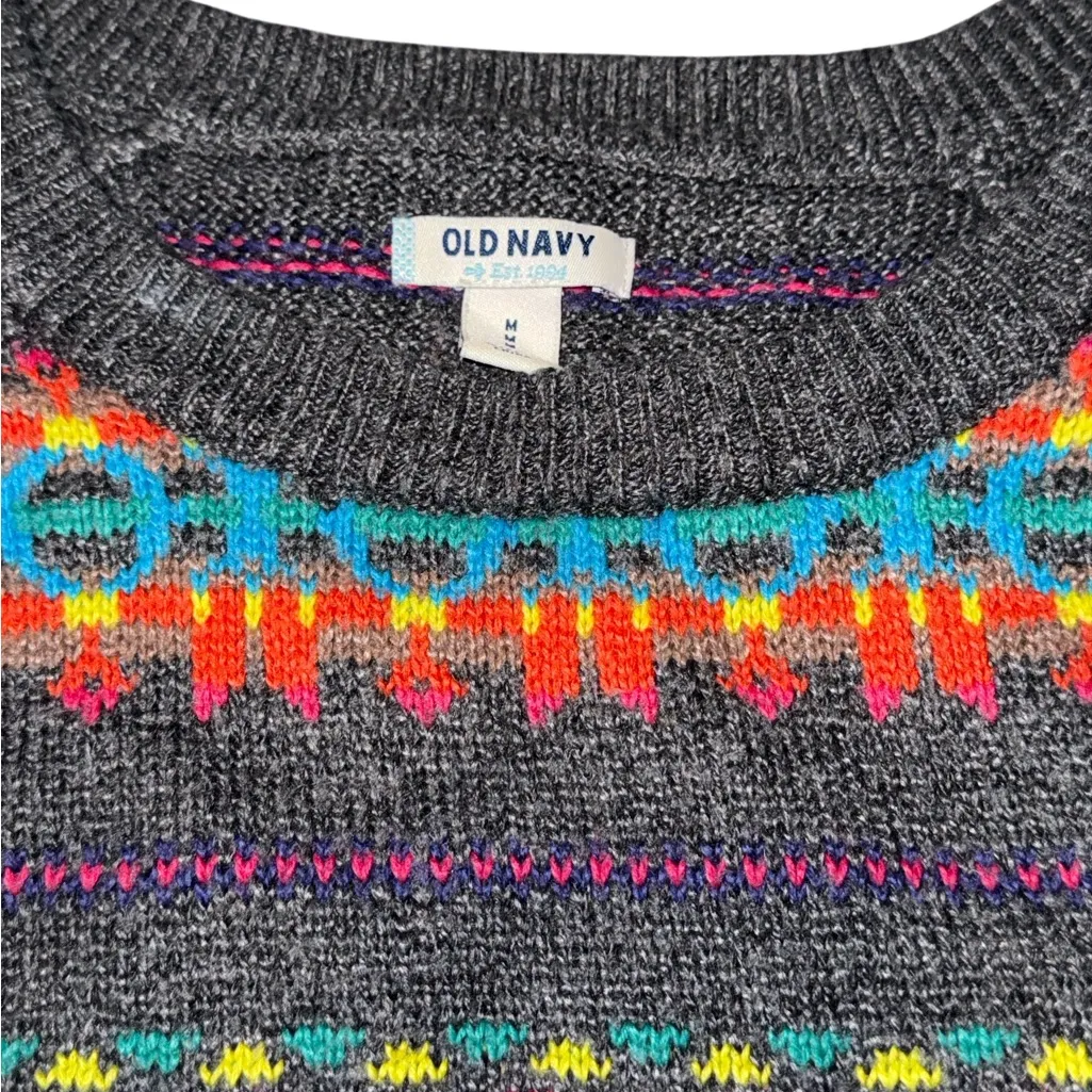 OLD NAVY Fair Isle Sweater Colorful
Soft Knit Heather Women Small
Cotton Blend - Image 3