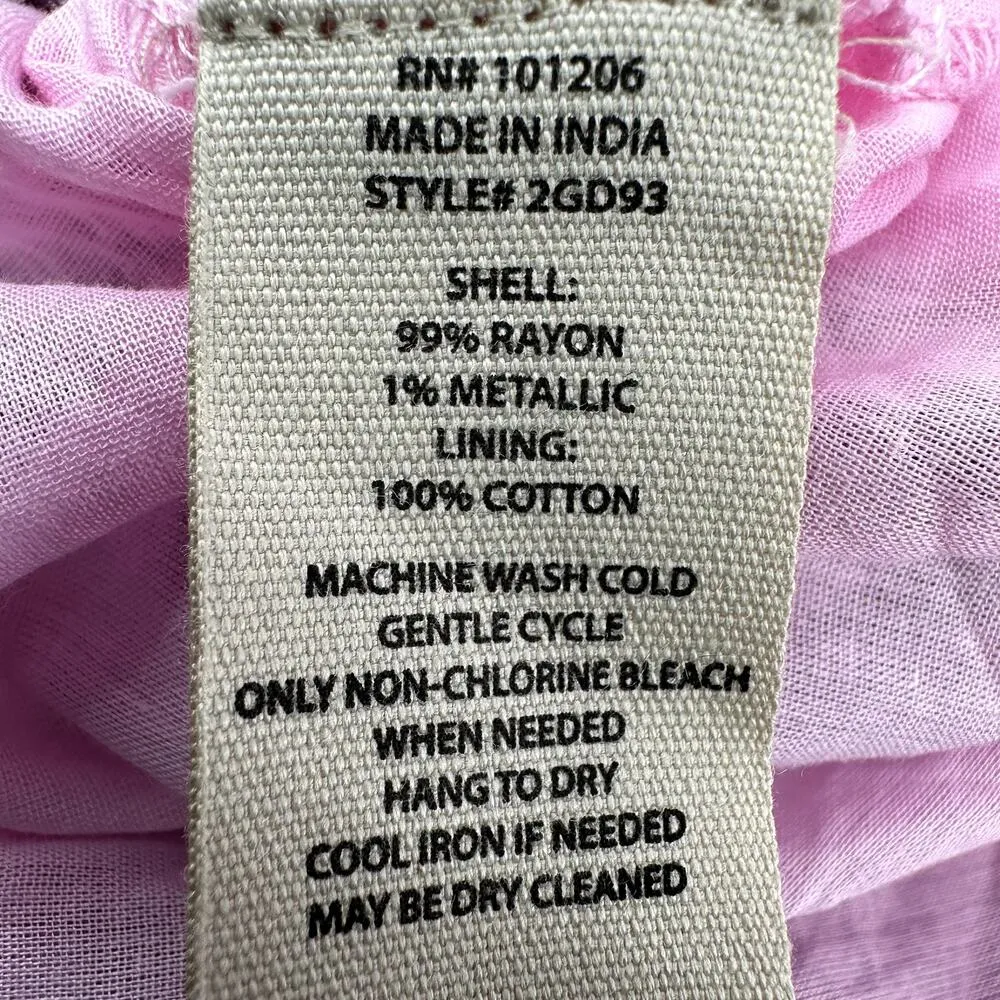 Soft Surroundings Santhia Dress Maxi Floral Pleated Tiered Flutter Sleeve Pink M - Image 4