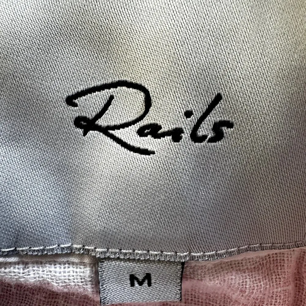 Rails Charli Button Down Shirt Perth Stripe Semi Sheer Linen Pink White Medium - Image 3