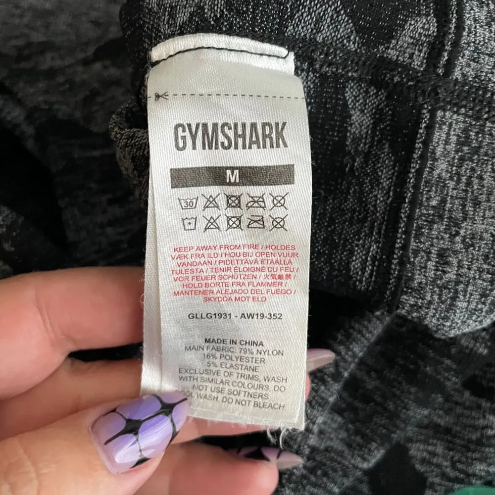 Gymshark Women M Gray Black Camo Adapt Seamless Leggings High Waisted Athleisure - Image 9