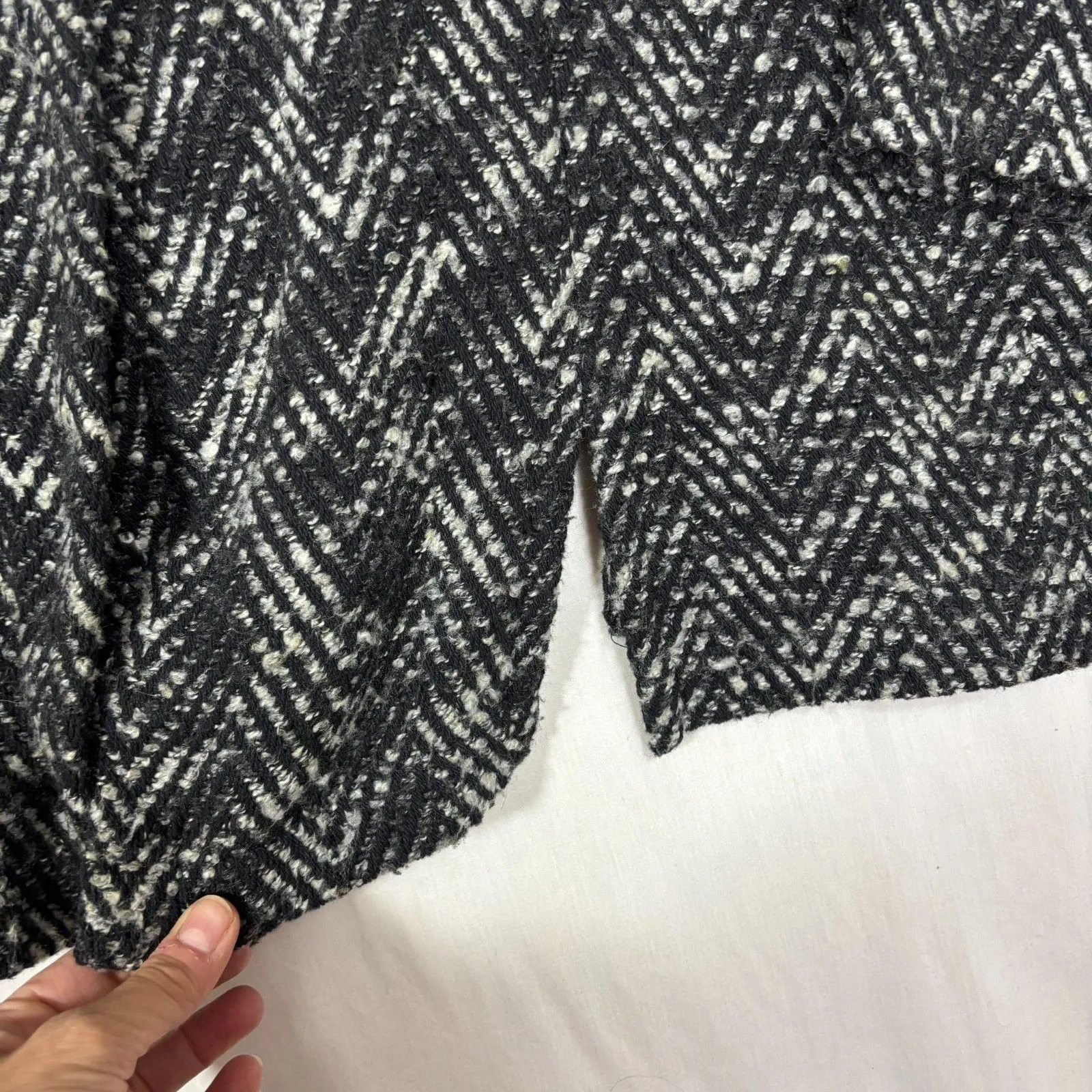 VTG Lady Jane 3 Button Womens Coat Herringbone Swing Textured Cottage 90's Sz L Black Size L - Image 5