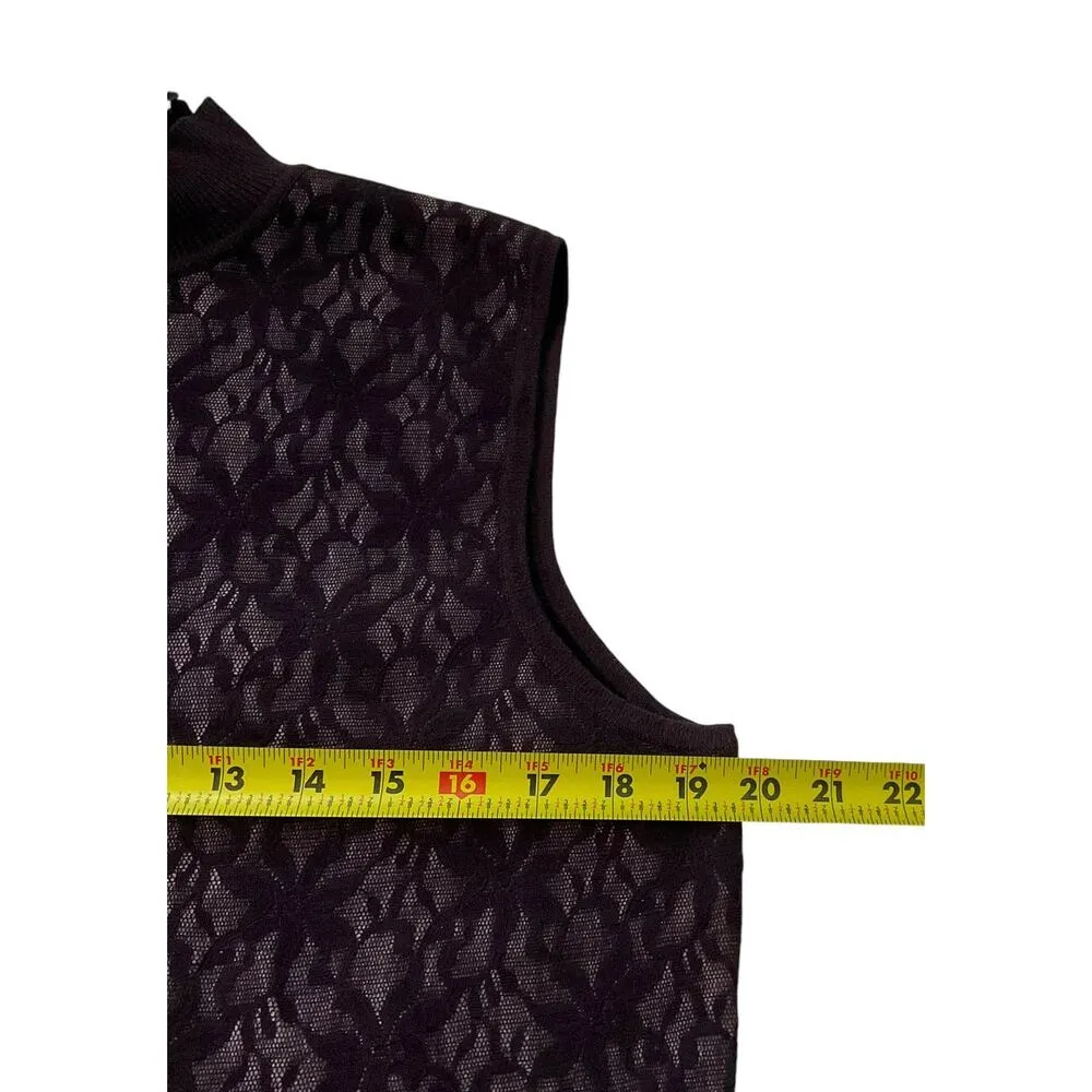 Norton McNaughton Dark Purple Lace Knit  Top Women Size Large | 12-4 - Image 5