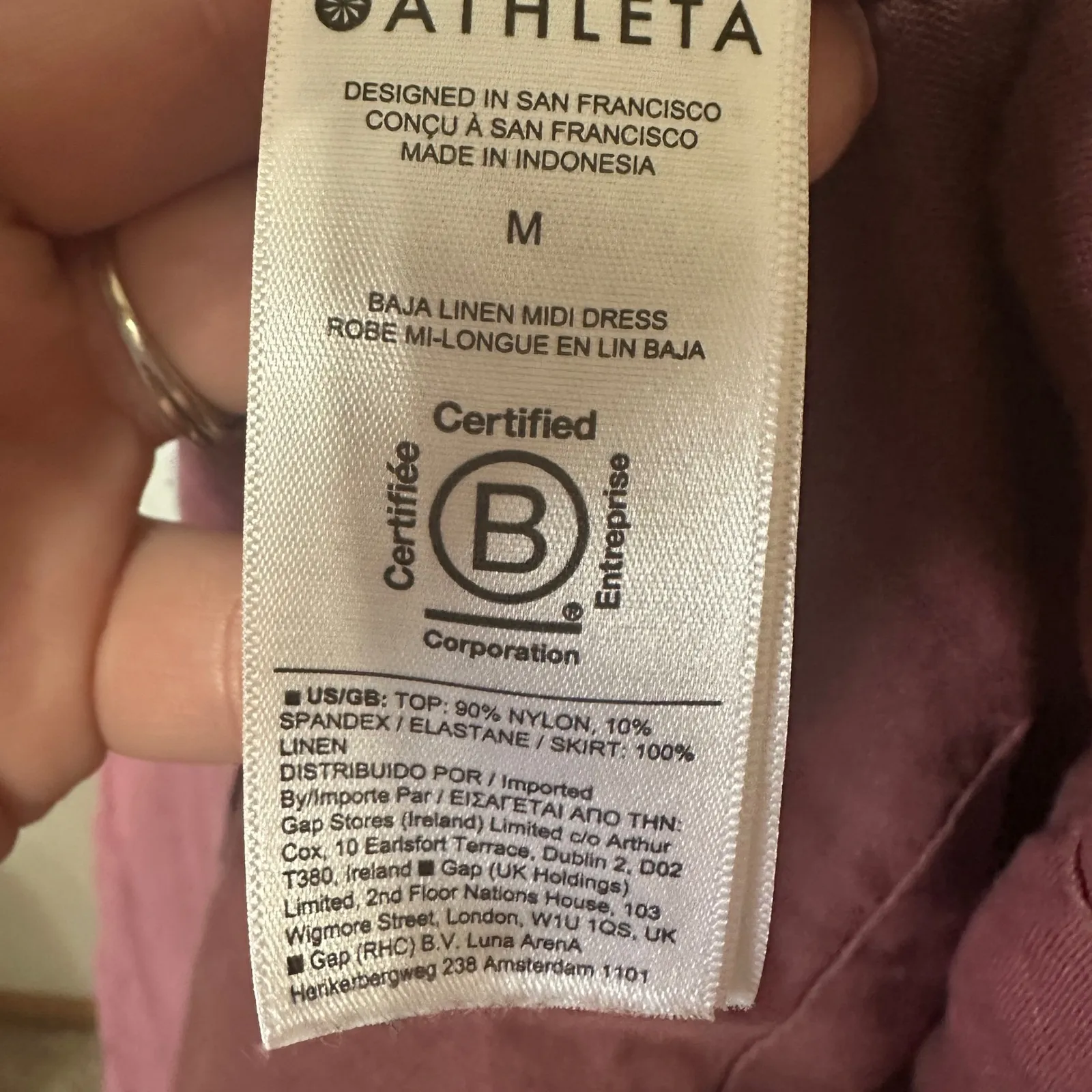 Athleta Baja Linen Midi Dress Sleeveless Casual Travel Pockets Mauve Size Medium - Image 7