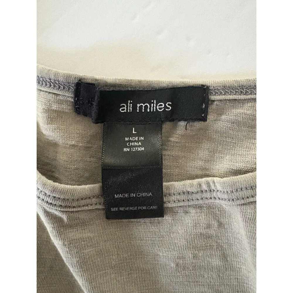 Ali Miles Tunic Top Size L Gray Lagenlook Artsy Pockets City Downtown Bike Dog Size L - Image 11