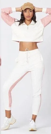 L*Space Best Life Crop Pullover Half Zip Pockets TerryCloth NEW W-328 Sz XS - Image 2