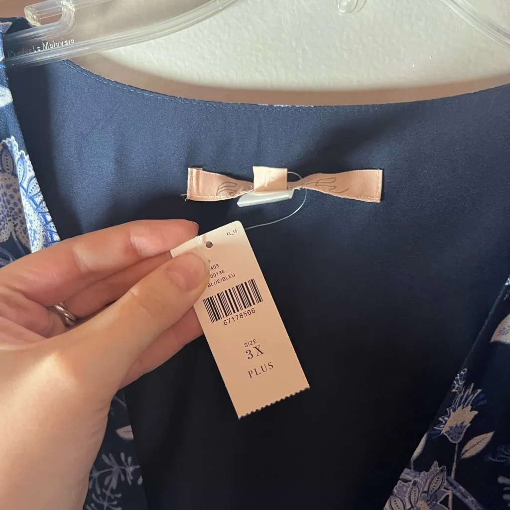 Hutch Anthropologie NEW Blue Abstract Floral Wrap Maxi Dress Semi Formal Size 3X - Image 5