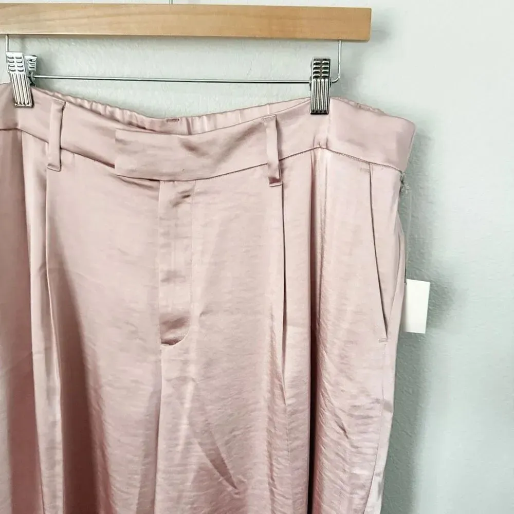 A NEW DAY | NWT High-Rise Wide Leg Satin Pants Pleated Pink Trousers | Size 16 - Image 4