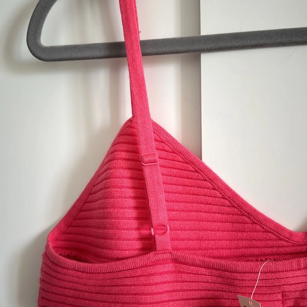 Aerie Women's L Texture Rib Knit Crop Top Hot Pink Corset Style TikTok Viral New - Image 6