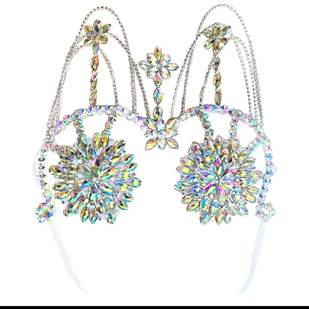 Winterfell Clear Iridescent Shiny Crystal Festival Bra Size L - Image 5