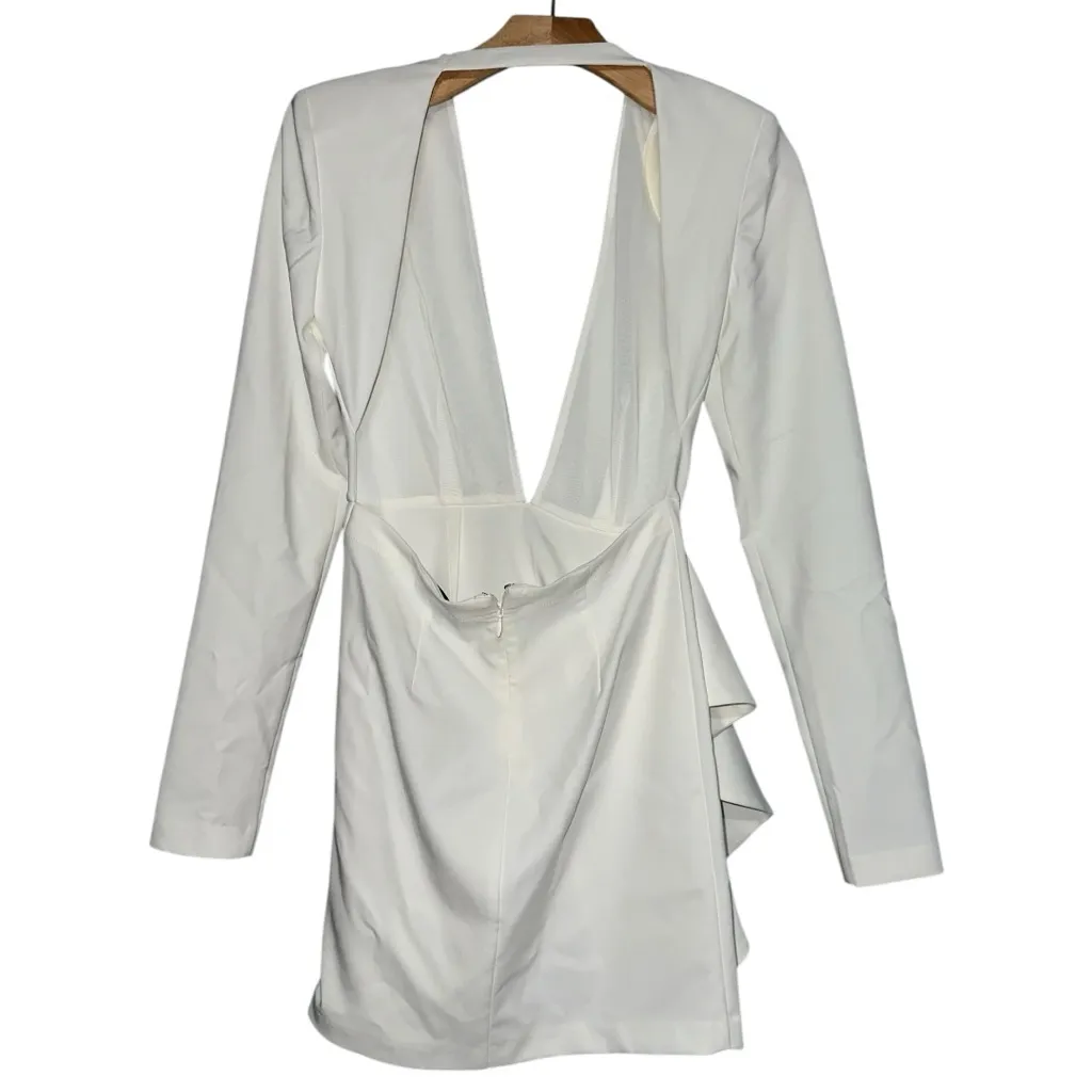 Michael Costello x REVOLVE NWT Women’s Size S Ivory Fena Plunge Neck Mini Dress - Image 5