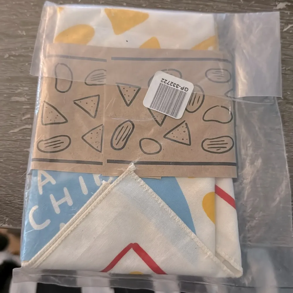 NEW Molly Anne Bishop 100% Cotton Bandana Hand Drawn Chips Printed Food Cute Multiple - Image 5