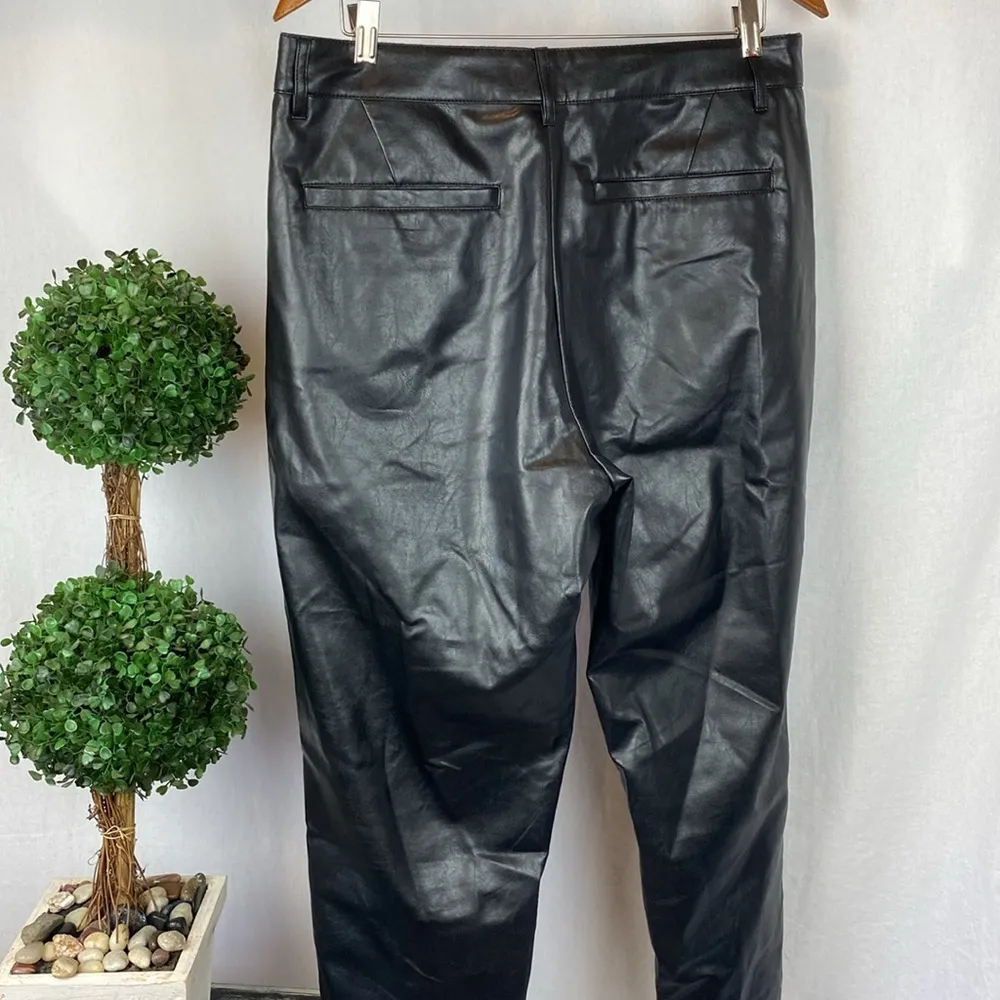 ASOS Black Faux Leather Full Length Relax Fit Trouser Pants 34 - Image 2