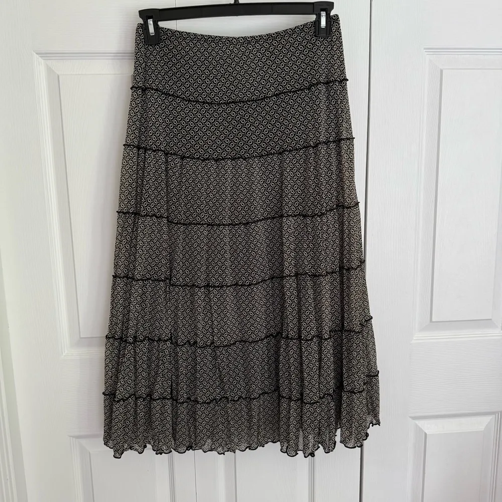 Max studio Tiered A-Line Skirt pull‎ on stretchy cottagecore Whimsigoth small - Image 2