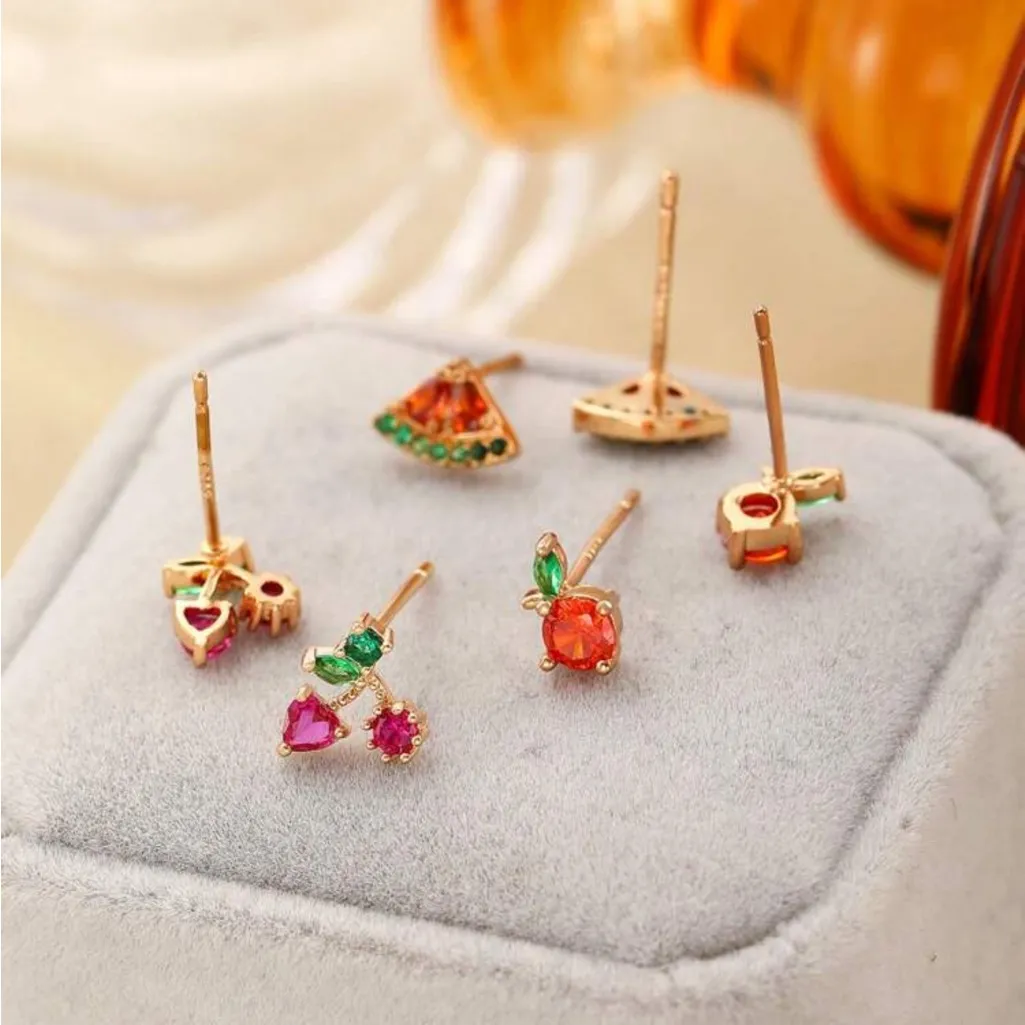 Cherry Earrings Gold - Image 2