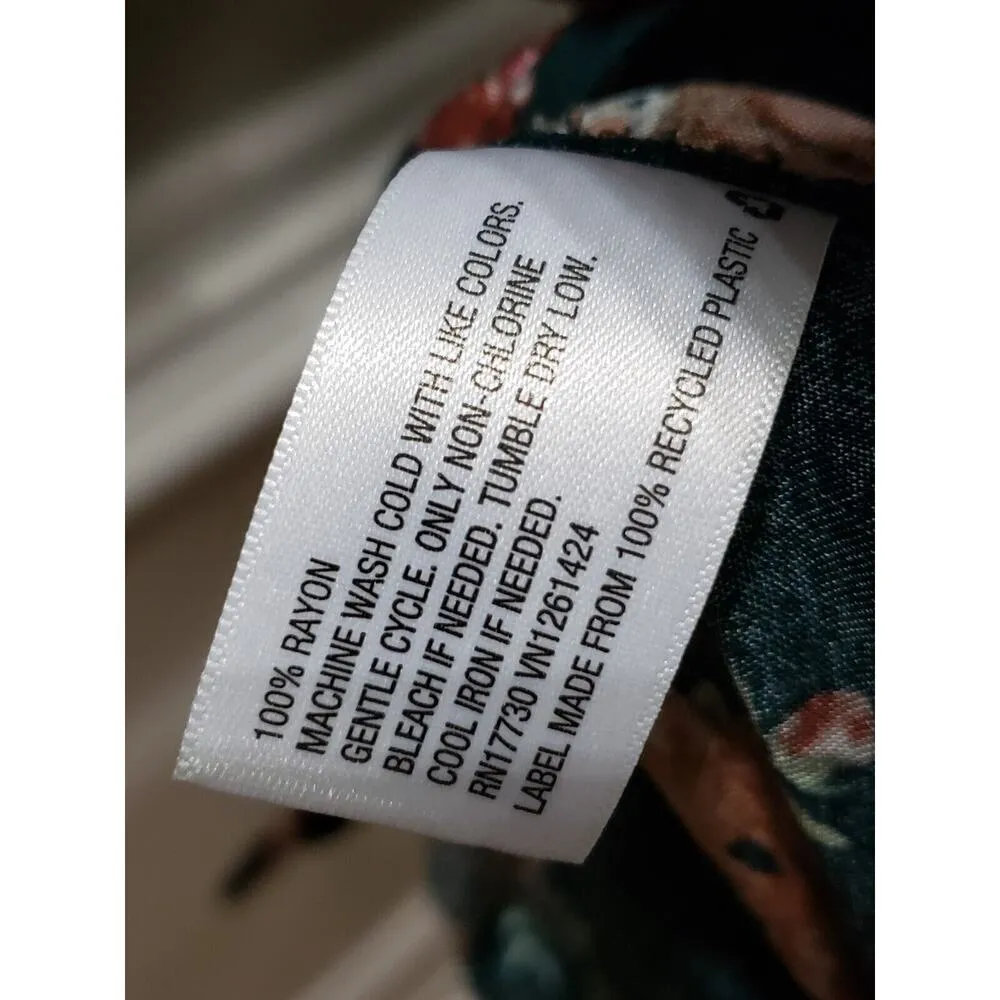 Wild Fable Womens Green Floral V Neck Short Sleeve Button Front Bodycon Dress S - Image 10