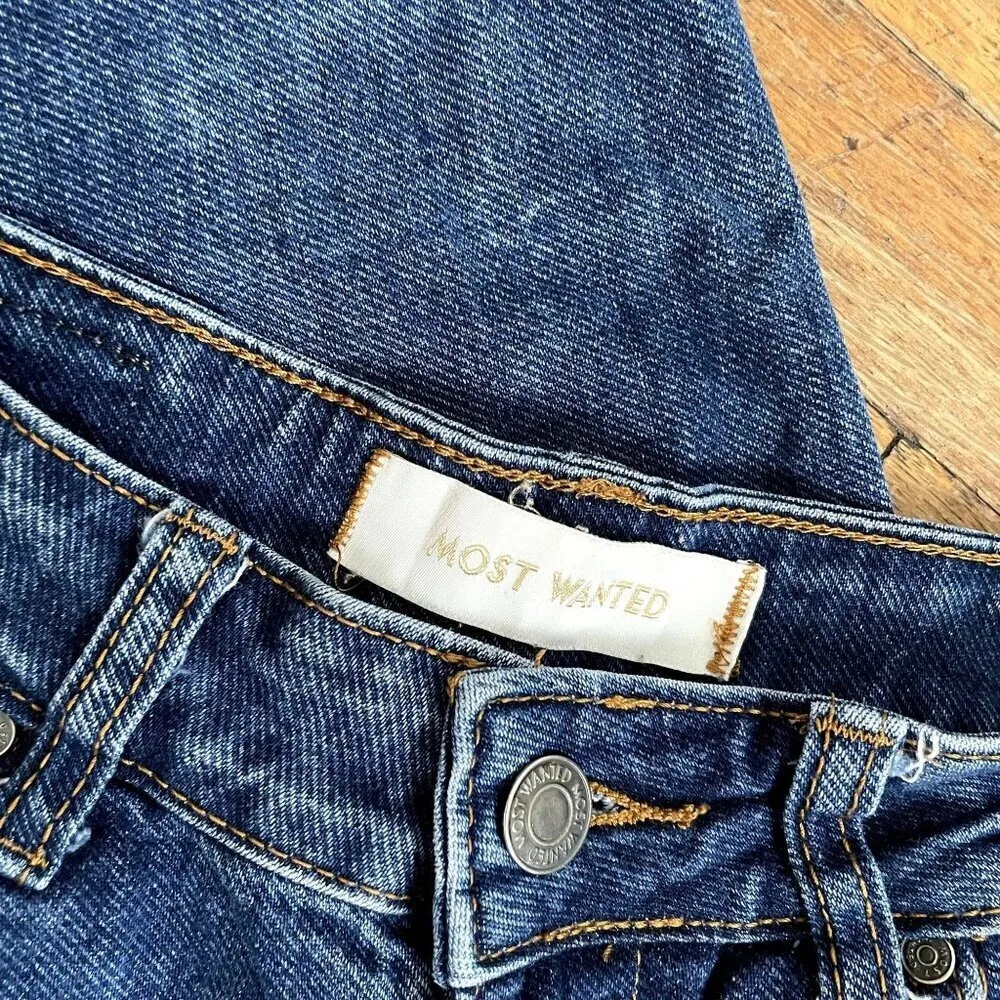 Most Wanted dark wash denim jeans cotton spandex high rise women size 3 Blue - Image 3