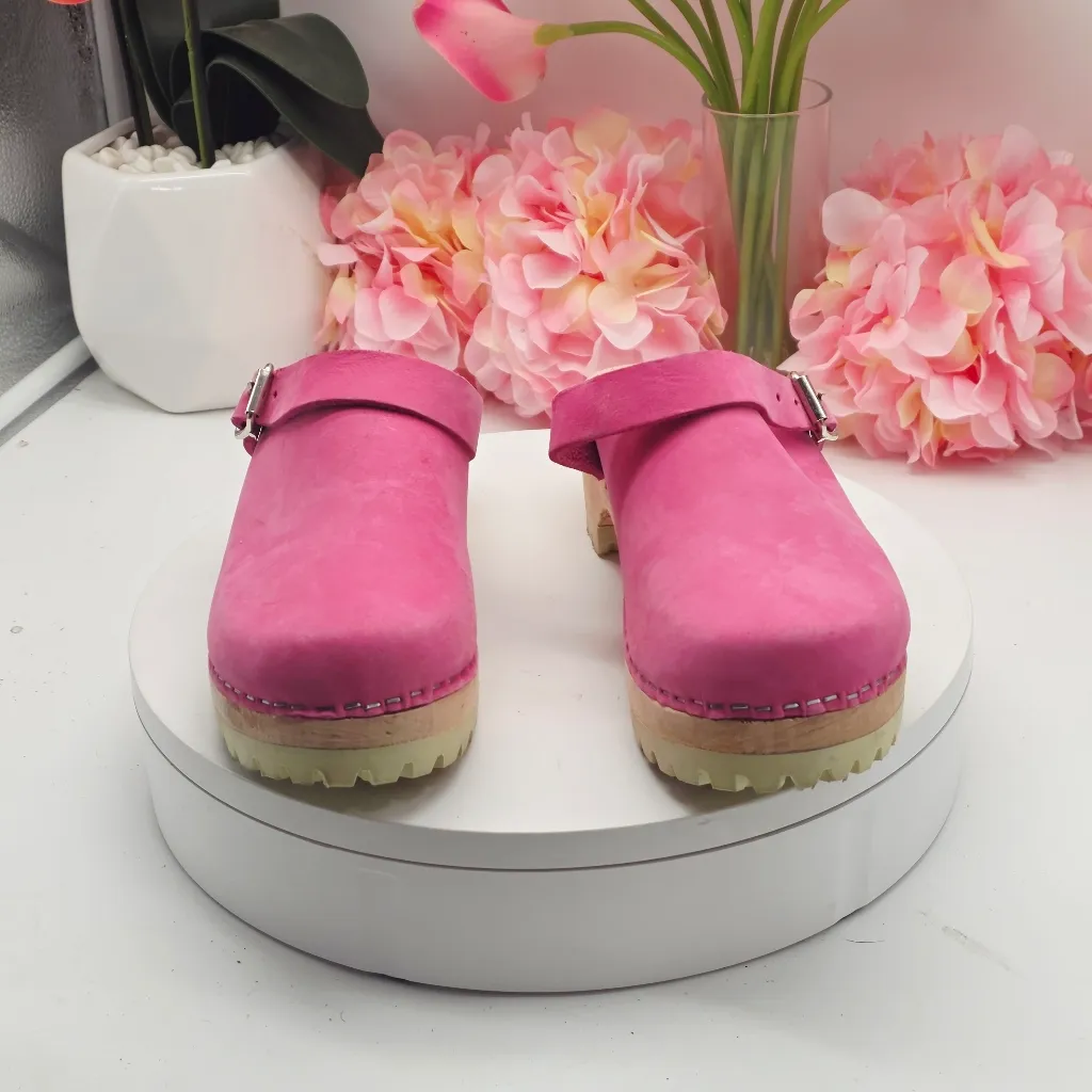 Lotta From Stockholm Classic Swedish Clogs Pink Oiled Nubuck Leather sz 7 - Image 13