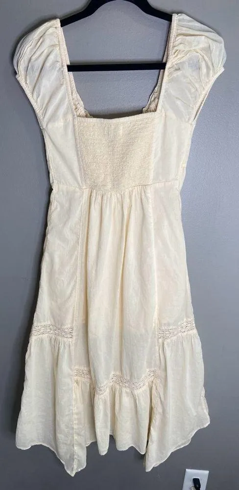 Urban Outfitters Carmen Ruched Midi Dress Sz small EUC CREAM - Image 16