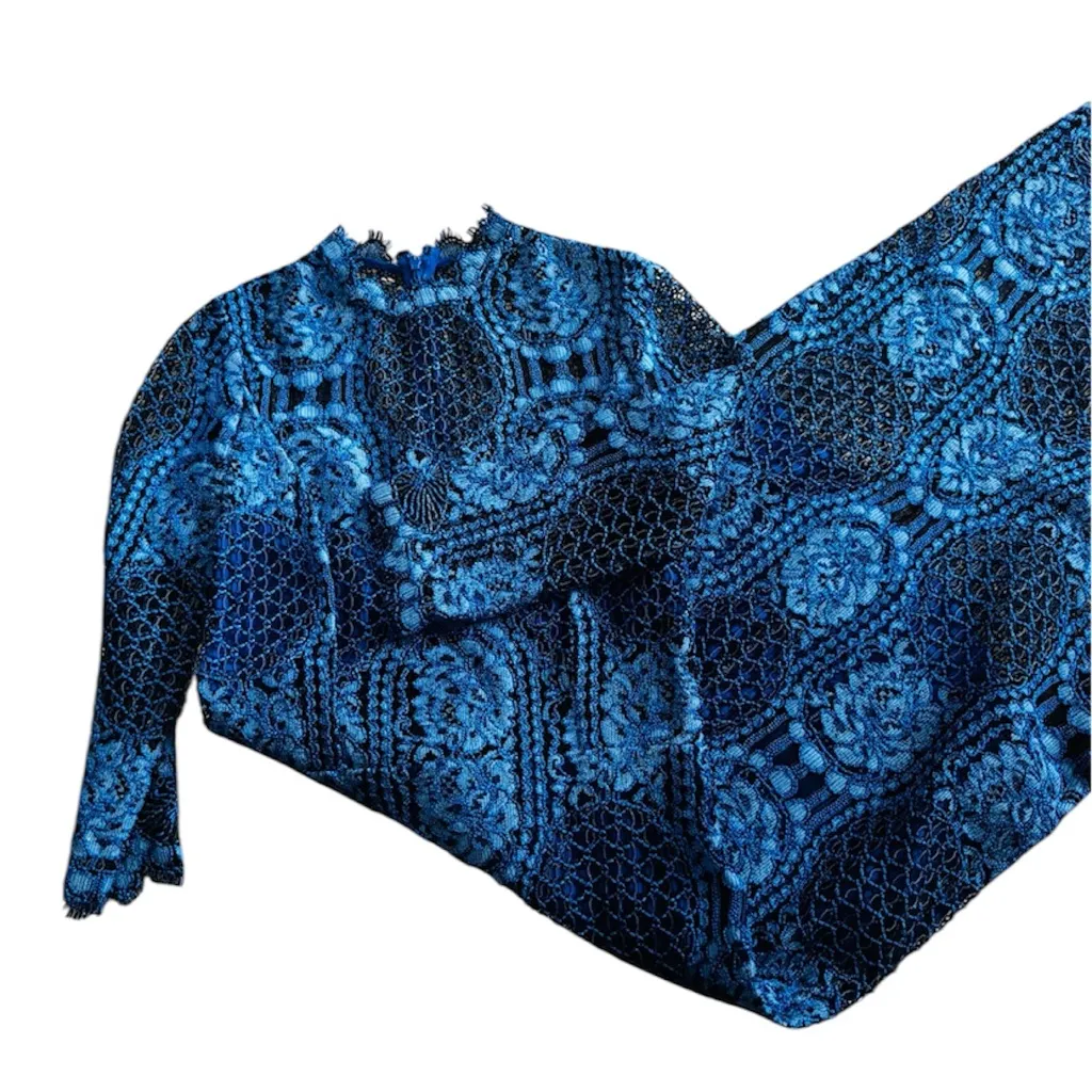 Alexis Miller Allover blue Lace Midi Dress WORN on TV - Image 8