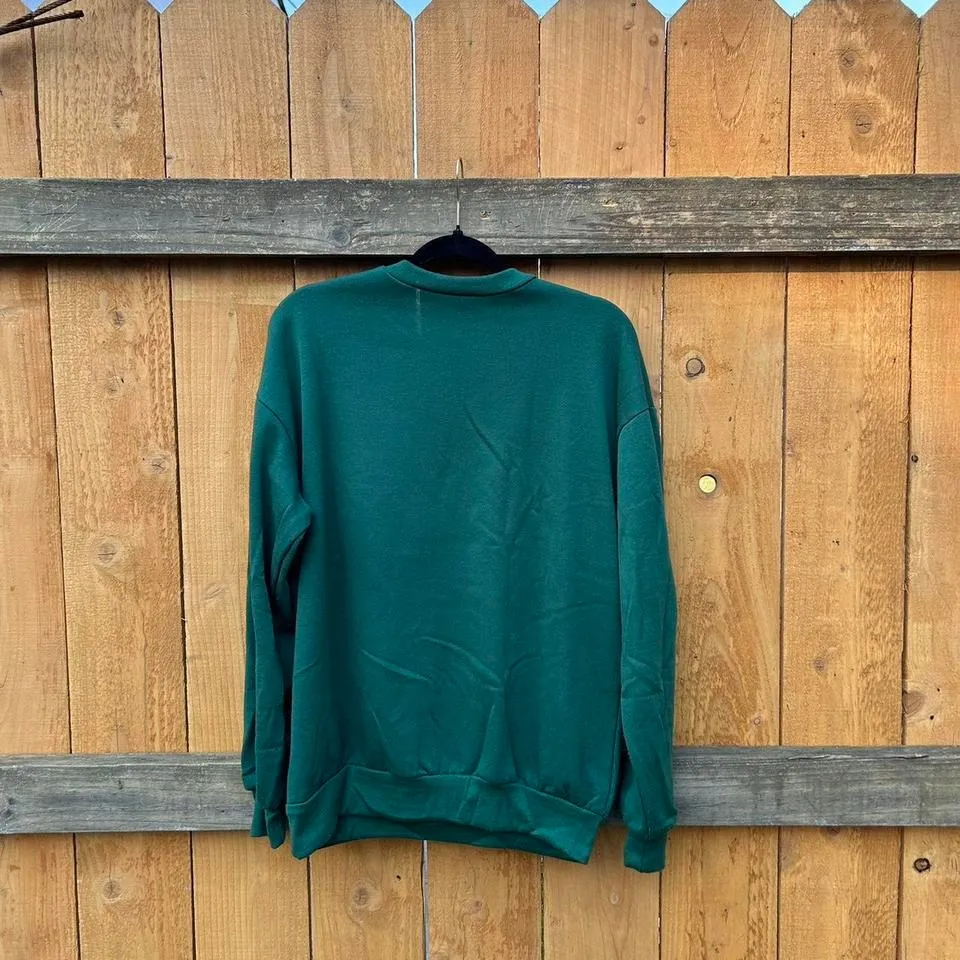 Vintage green sweatshirt by improved living size medium. Fall leaves‎ cozy - Image 6