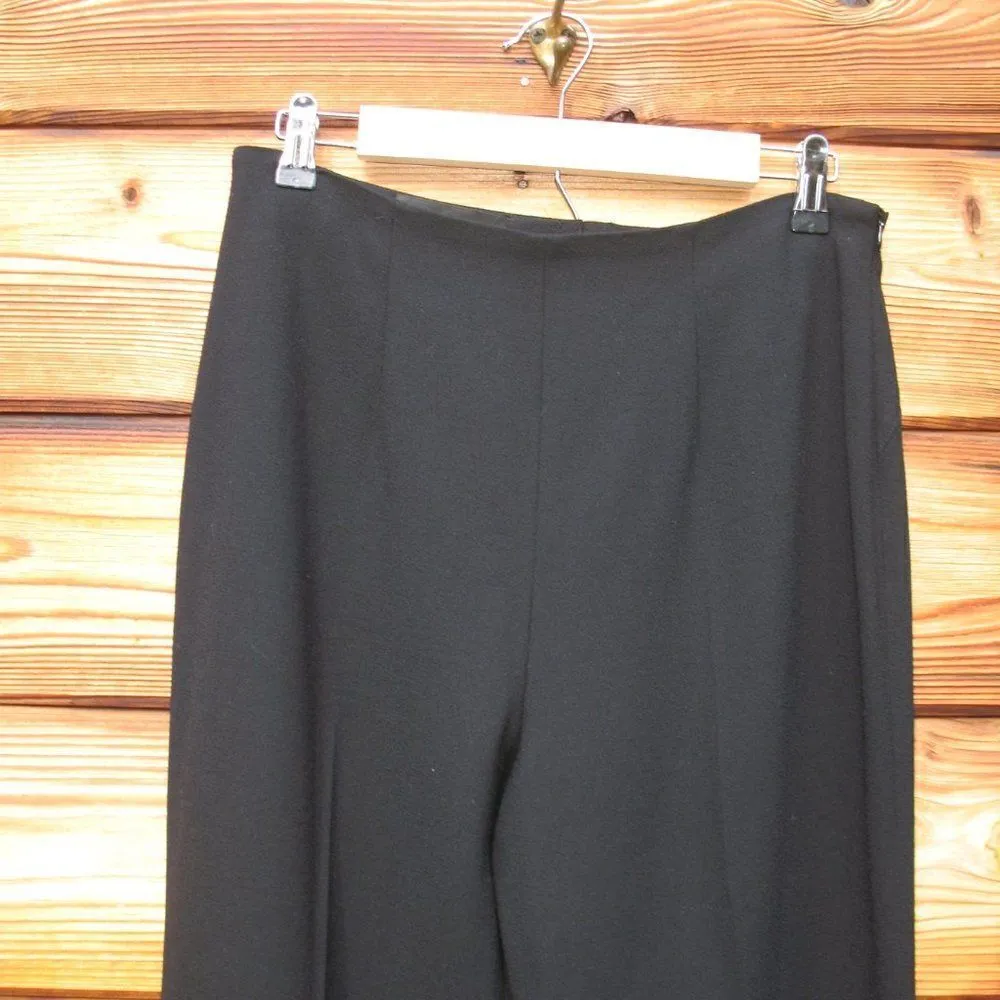 Escada High Rise Crepe Wool Flare Leg Pants Black Size 10 - Image 9