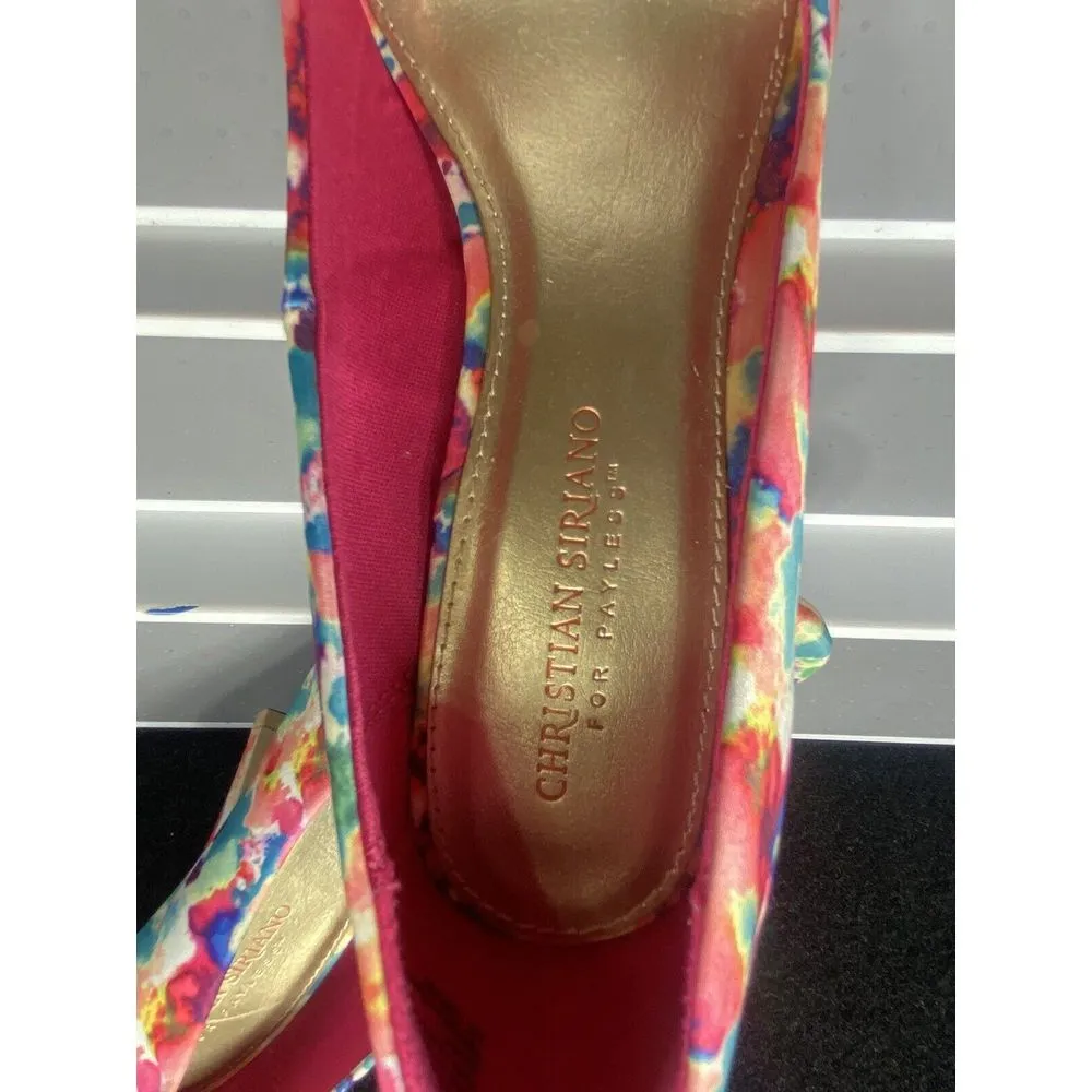 Christian Siriano For Payless‎ Size 9.5 Peep Toe Heels 4" Floral Watercolor - Image 4