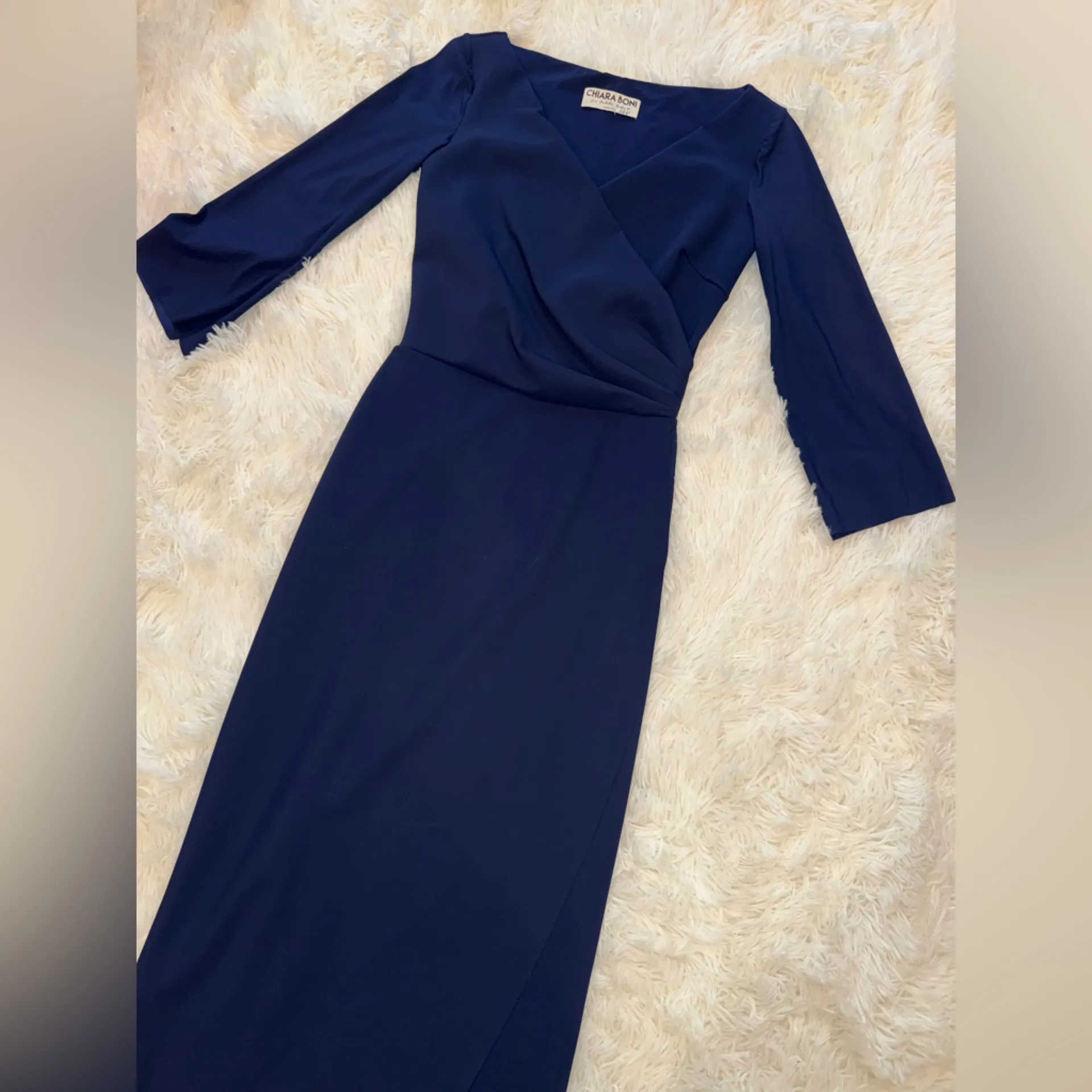 NEW Chiara Boni La Petite Robe Zalfa Ruched Faux Wrap Gown sz 6 42 - Image 5