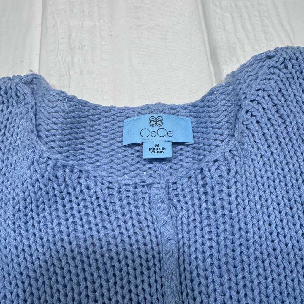 CeCe V-Neck Sweater in Sky Blue - Image 3