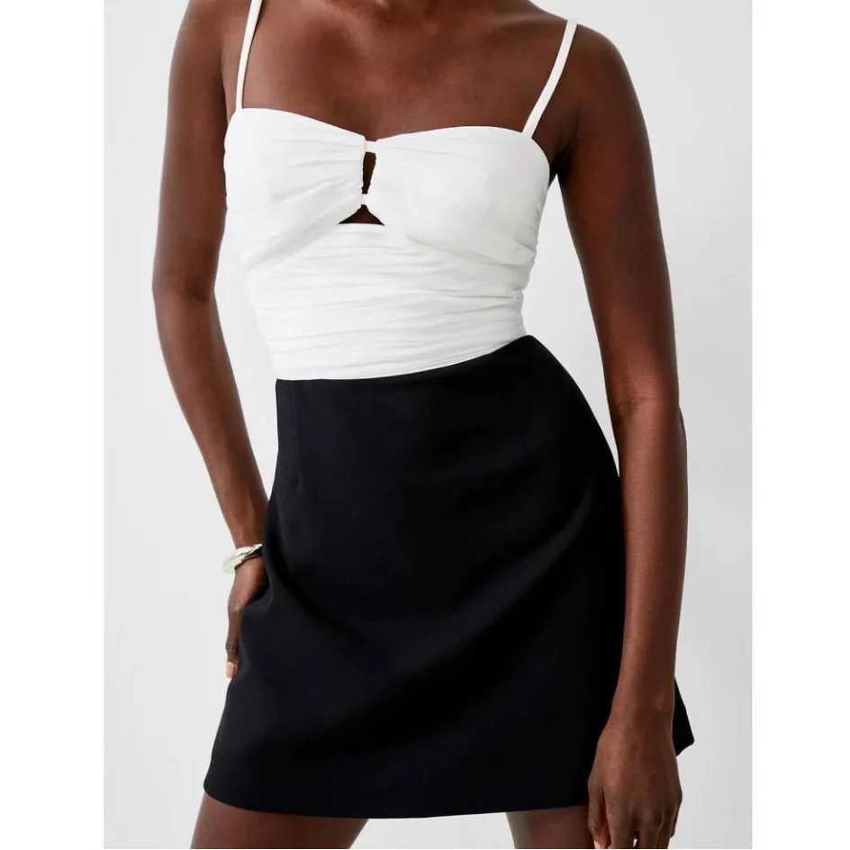 French Connection Whisper Strappy Tulle Mini Dress In Black/White size 4 - Image 4