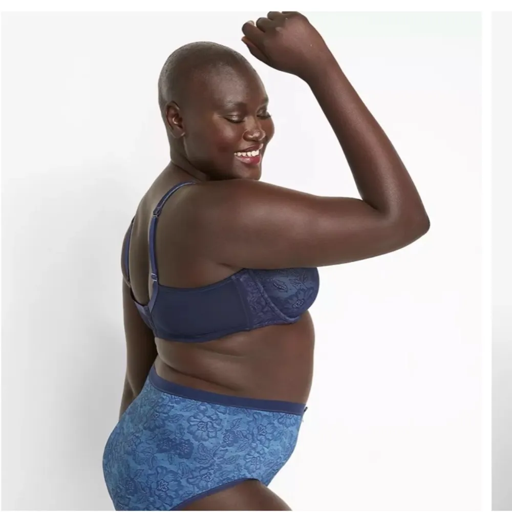 Cacique Modern Lace Covered UL FC Blue (Teal) Lace Pink Underlay Bra 34F - Image 9