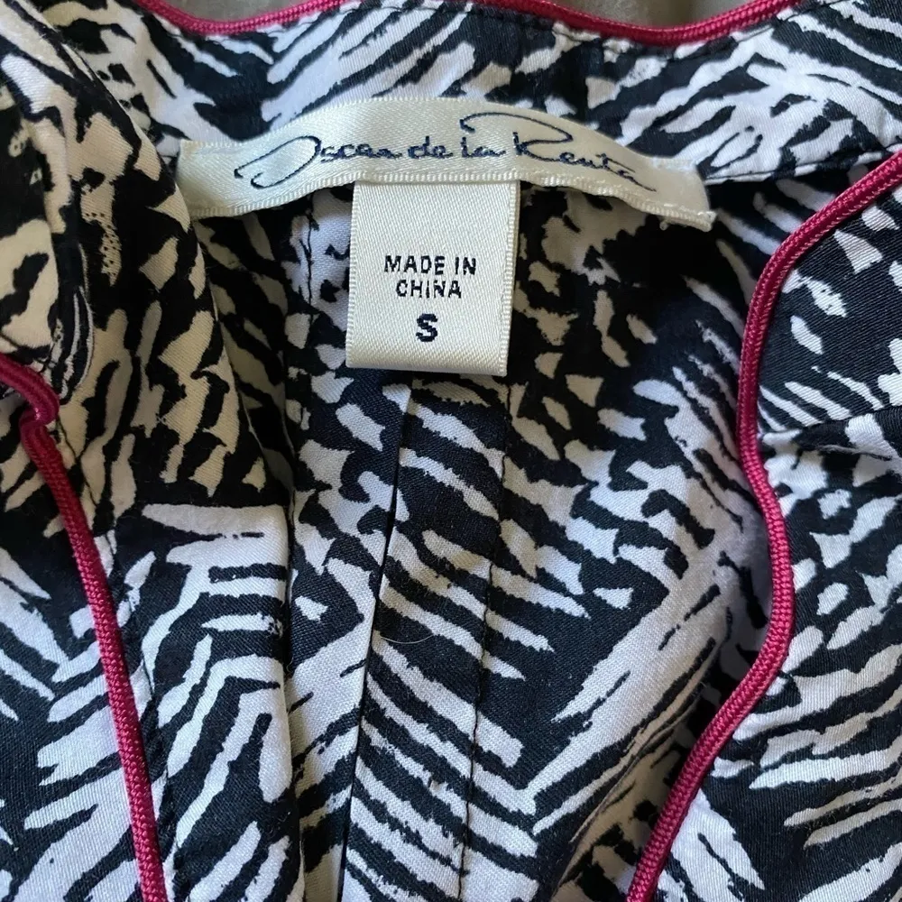 Oscar de la Renta cotton black and white embroidered pajama set - Image 4