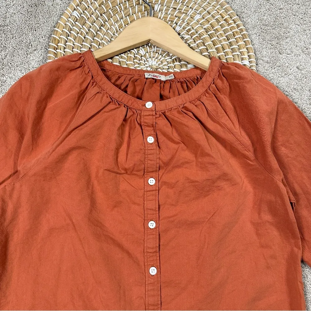 Faherty Women’s Button Front Top Longsleeve Cotton Casual in Orange Size M - Image 3