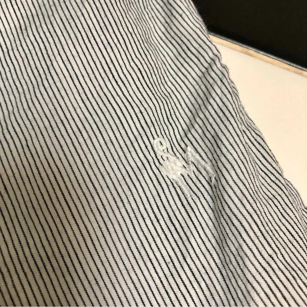 Sita Murt Blue Camp Top Tie Collar Top Soft Cotton Short Sleeve Retro Striped M - Image 6