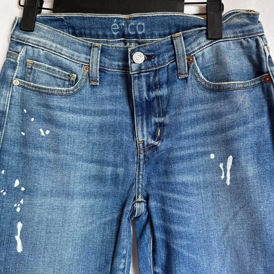 Etica Brand New Purposeful Paint Splatter High Rise‎ Jeans Women's Size 26 Blue - Image 7
