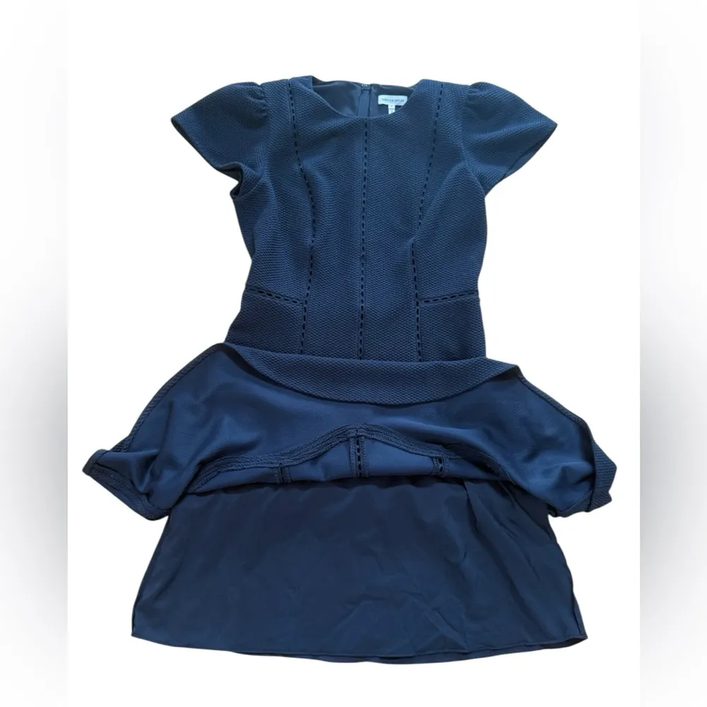 REBECCA TAYLOR TEXTURED STRETCH FIT & FLARE DRESS Black Size 6 - Image 5