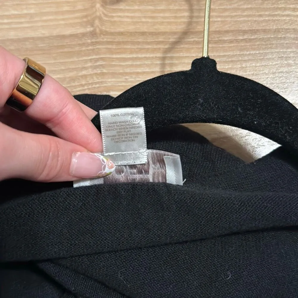 Ann Taylor LOFT sequin pocket cardigan long sleeve large petite black 100% cotto - Image 9