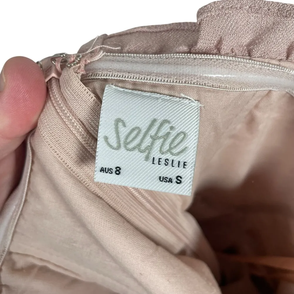 Selfie Leslie Stacey Frill Bustier Wrap Strapless Mini Dress in Blush Size S - Image 7