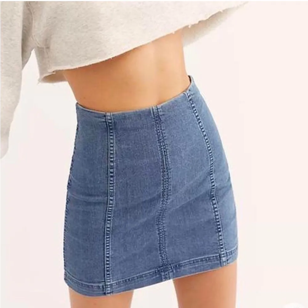 Free People High Waisted Denim Mini Skirt - Image 4