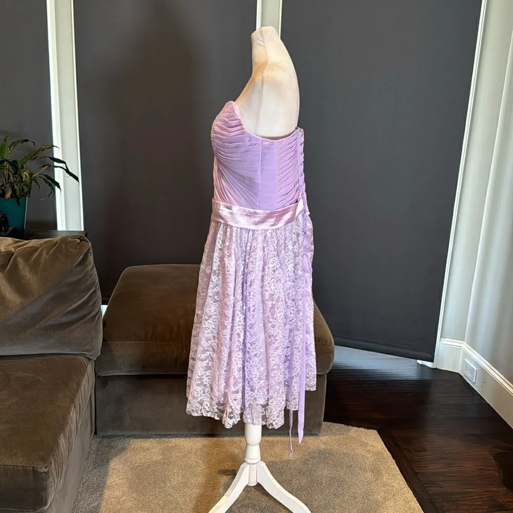 Women’s Short Purple Chiffon & Lace Prom Party Homecoming Dress Corset Size 18 - Image 6